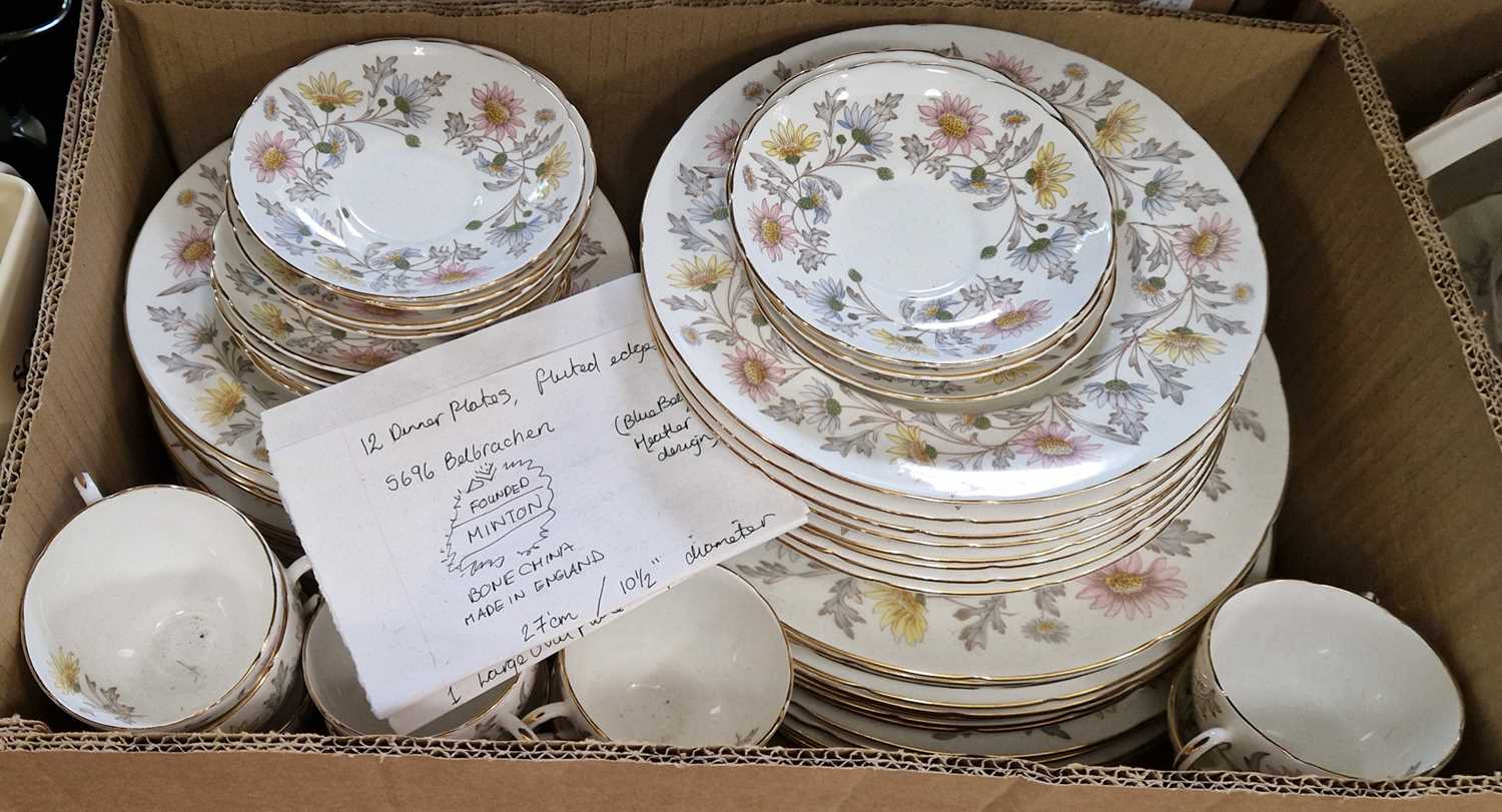 Two boxes - A Foley “Somerset” pattern part tea/dinner service, together with some Coalport “