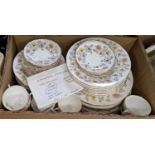 Two boxes - A Foley “Somerset” pattern part tea/dinner service, together with some Coalport “