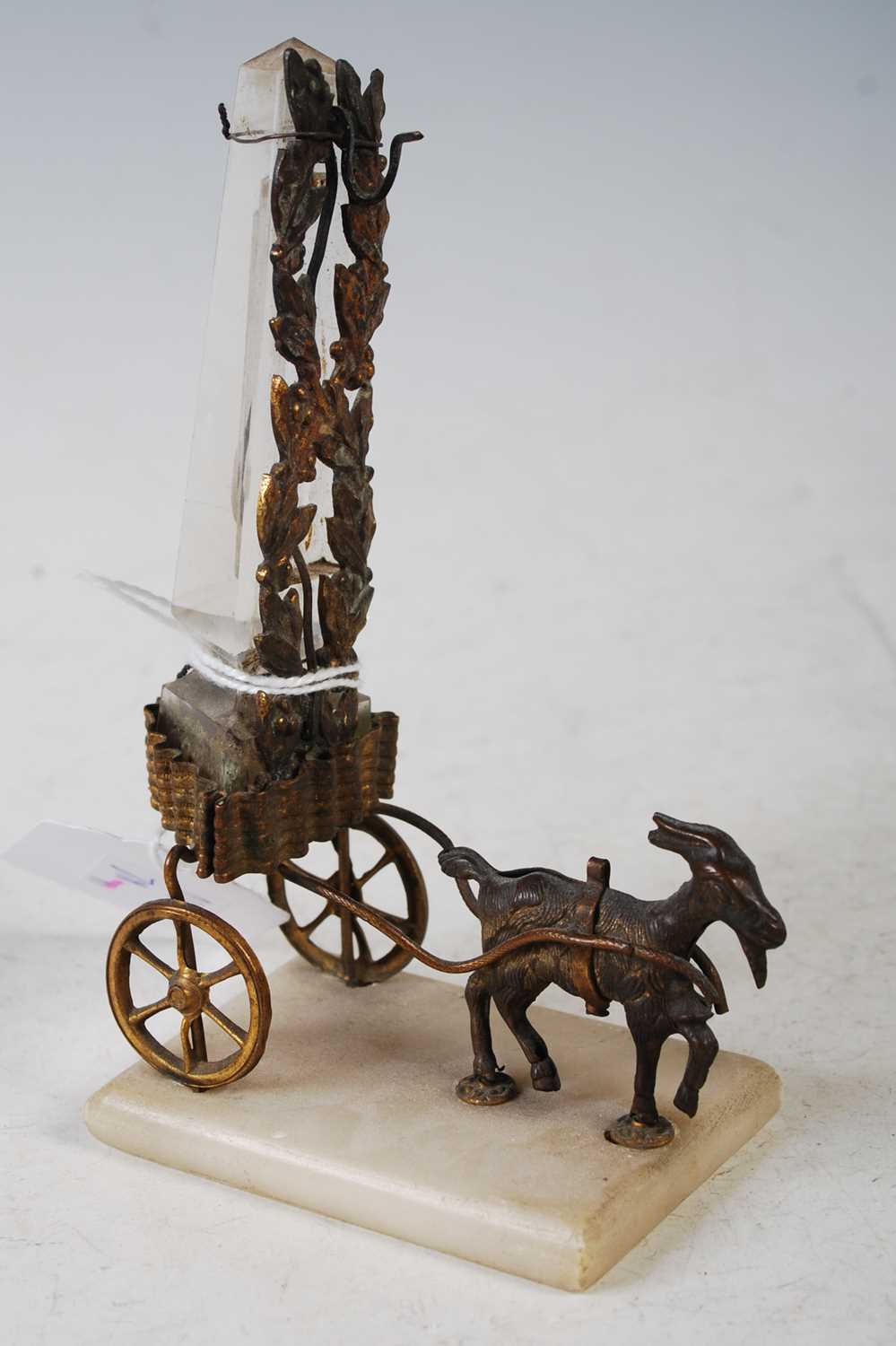 A Palais Royale style casket of cube form, mounted on a sleigh being pulled by a reindeer together - Image 4 of 5