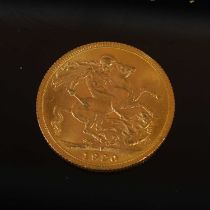 A George V gold sovereign dated 1920.