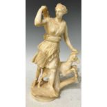 An alabaster sculpture of The Diana of Versailles or Artemis, the ancient Greek Goddess of the Hunt,
