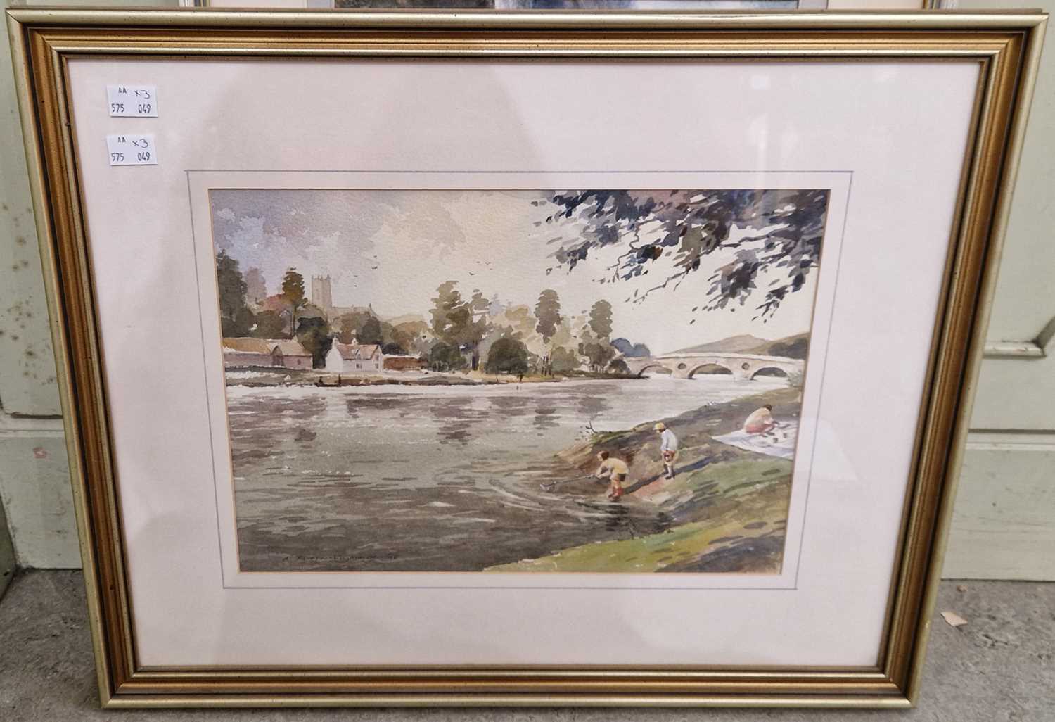 Allan Perera-Liyanage Tadpole Hunters, Kenmore (fishing on the Tay) watercolour, signed and dated '