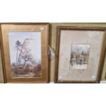 C M Maulay Spring watercolour, signed lower left, inscribed on label verso framed and glazed 59cm