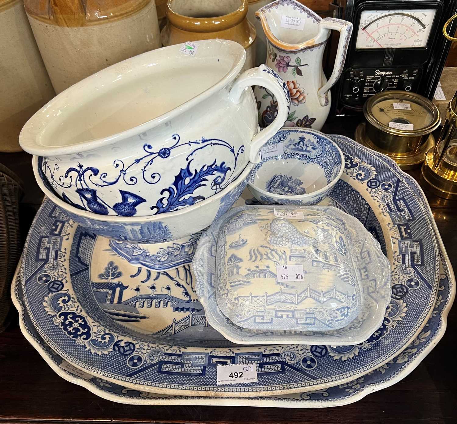 A collection of 19th Century and later Blue & White transfer printed ceramics to include, a J & M