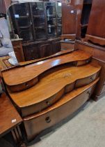 A nest of three mahogany occasional tables, together with an early 20th century walnut mirror-back