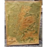 A late 19th / early 20th century Orographical map of Scotland, reduced from the Ordinance Survey