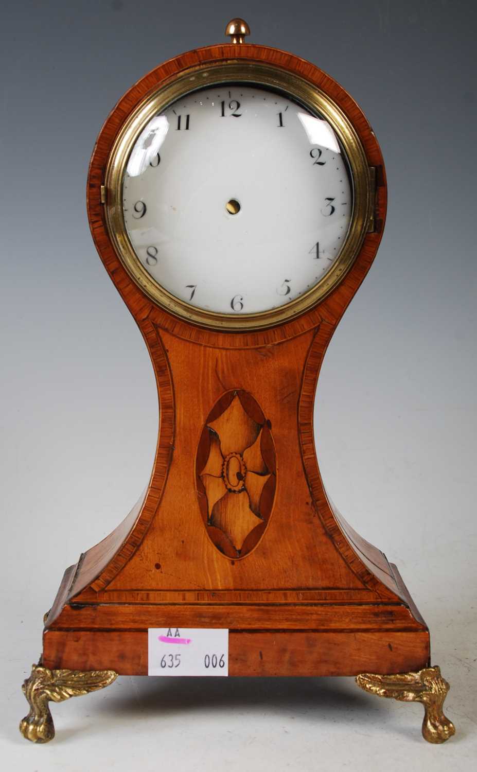 A 19th century satinwood, marquetry and gilt metal mounted mantle clock, with black and white