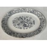 A late 19th/early 20th Century Clyde pottery 'Mayflower' pattern transfer printed oval ashet, the