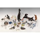 A collection of assorted animal figures to include examples by Royal Copenhagen, Highbank porcelain,