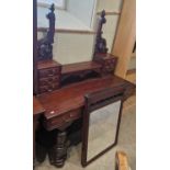 A mahogany dressing table, the main mirror associated and not hanging, 119cm wide.