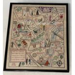 An early 20th century needlework picture, titled 'Map of London - showing the main thoroughfares and