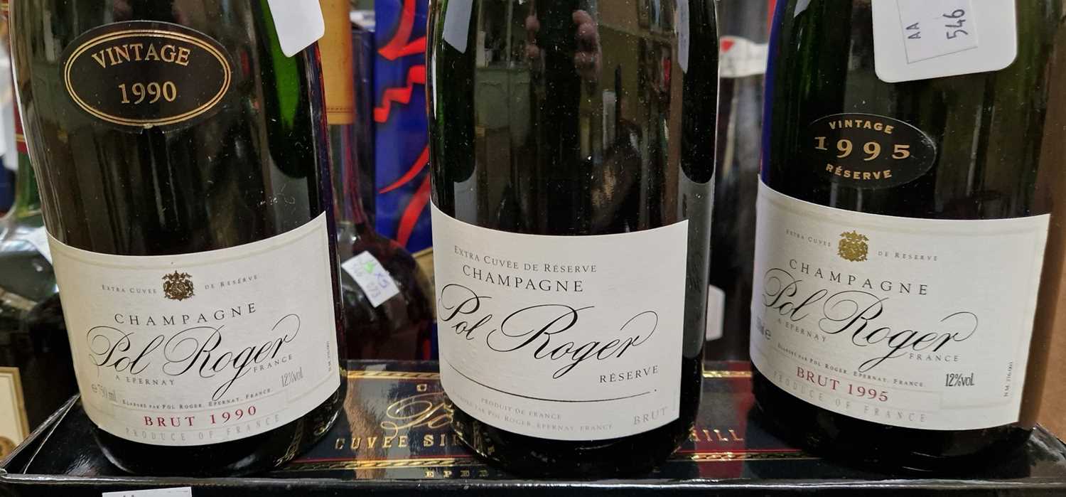 Three bottles, a Pol Roger Champagne Brut 1990 vintage, 750ml, a Pol Roger Champagne Brut 1995 - Image 2 of 3