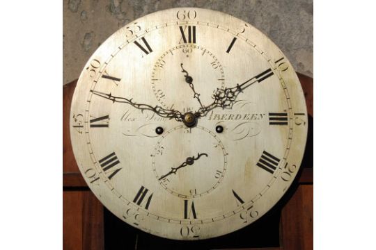 A 19th century mahogany and boxwood lined longcase clock, Alexander Sim, Aberdeen, the 13" - Image 3 of 7