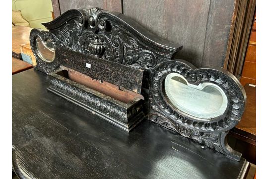 A late 19th/early 20th century stained oak console table, the upright back centred with relief - Image 2 of 2