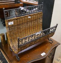 Wicker and metal magazine rack