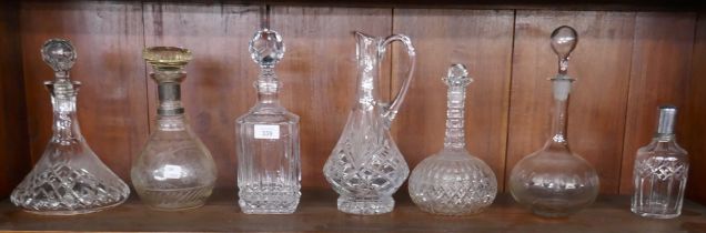 Collection of cut glass decanters