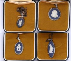 4 Wedgwood Japser Ware necklaces on chains