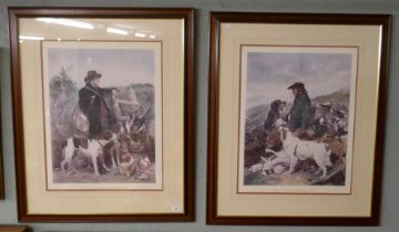 2 large prints The Scotch Gamekeeper and the English Gamekeeper - Approx 78cm x 94cm