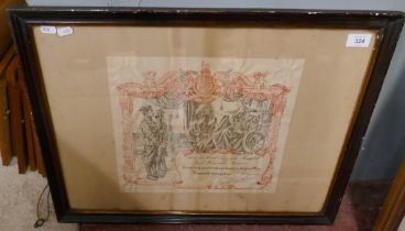 Framed certificate of service The Great War 1919