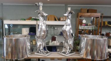 Pair of greyhound themed lamps - Approx height: 84cm