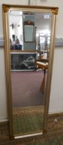 Long bevelled glass wall mirror - Approx 40cm x 124cm