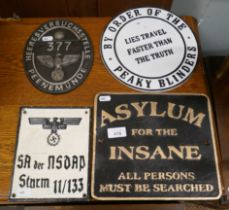 4 metal plaques