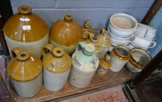 Large collection of stoneware flagon's together with a good collection of chamber pots