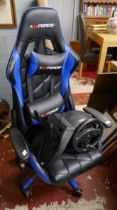 GT force gaming chair with steering wheel