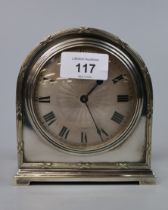 English silver plated mantel clock