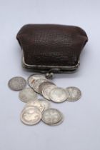 15 Victorian silver three pence's 3d in Victorian purse