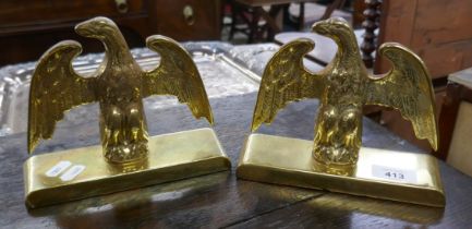 Pair of brass eagles