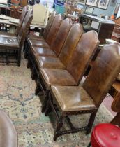 Set of 8 leather studded chairs