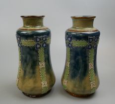 Pair of Royal Doulton vases circa 1916 - Approx height: 25cm