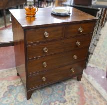 Antique mahogany chest of 2 over 3 drawers on bracket feet - Approx size: W: 84cm D: 53cm H: 93cm