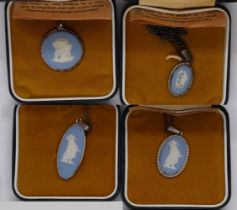 4 Wedgwood Japser Ware necklaces on chains