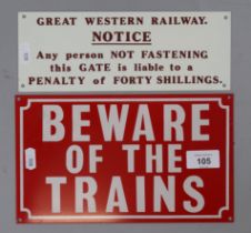 2 railway signs