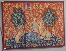 Large tapestry based on the Lady and Unicorn tapestry