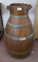 Coopered wooden churn