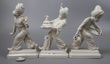 3 white porcelain figures A/F - Approx height of tallest 50cm