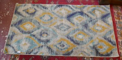 Blue and yellow rug - Approx size 59cm x 120cm