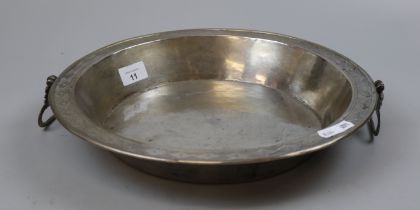 Large white metal Peruvian serving dish - Either thick plated silver or low grade silver - Approx..