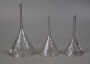 3 Georgian glass decanter funnels