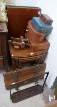 Collection of mostly wooden items to include metamorphic child's chair, Bagatelle board, wood