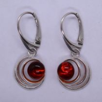 Pair of silver and amber earrings