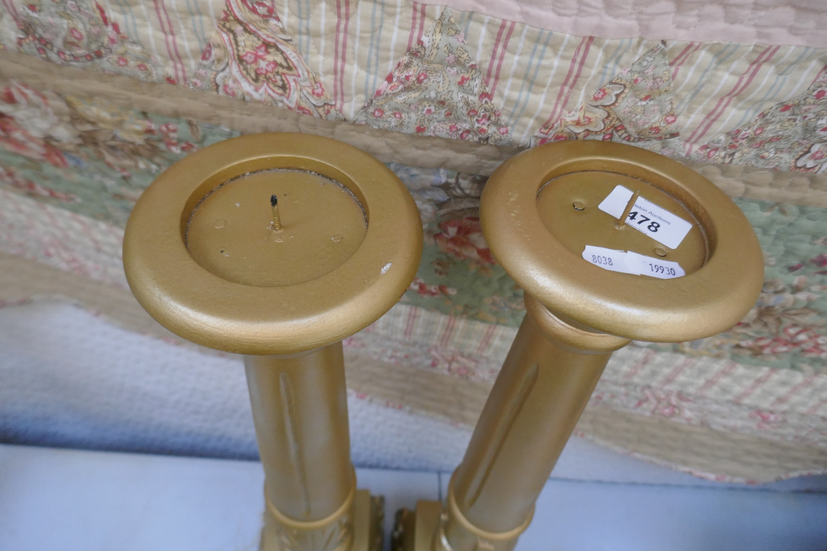 Pair of large gilt candlesticks - Image 2 of 3