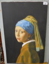 Painting copy of Vermeer's 'Girl with a Pearl Earring' - Approx image size 40cm x 60cm