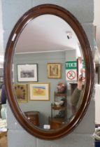 Oval beveled glass mirror