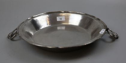 Large white metal Peruvian serving dish - Either thick plated silver or low grade silver - Approx..