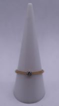 18ct gold diamond solitaire ring - Size S