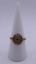 9ct gold diamond cluster ring - Size N